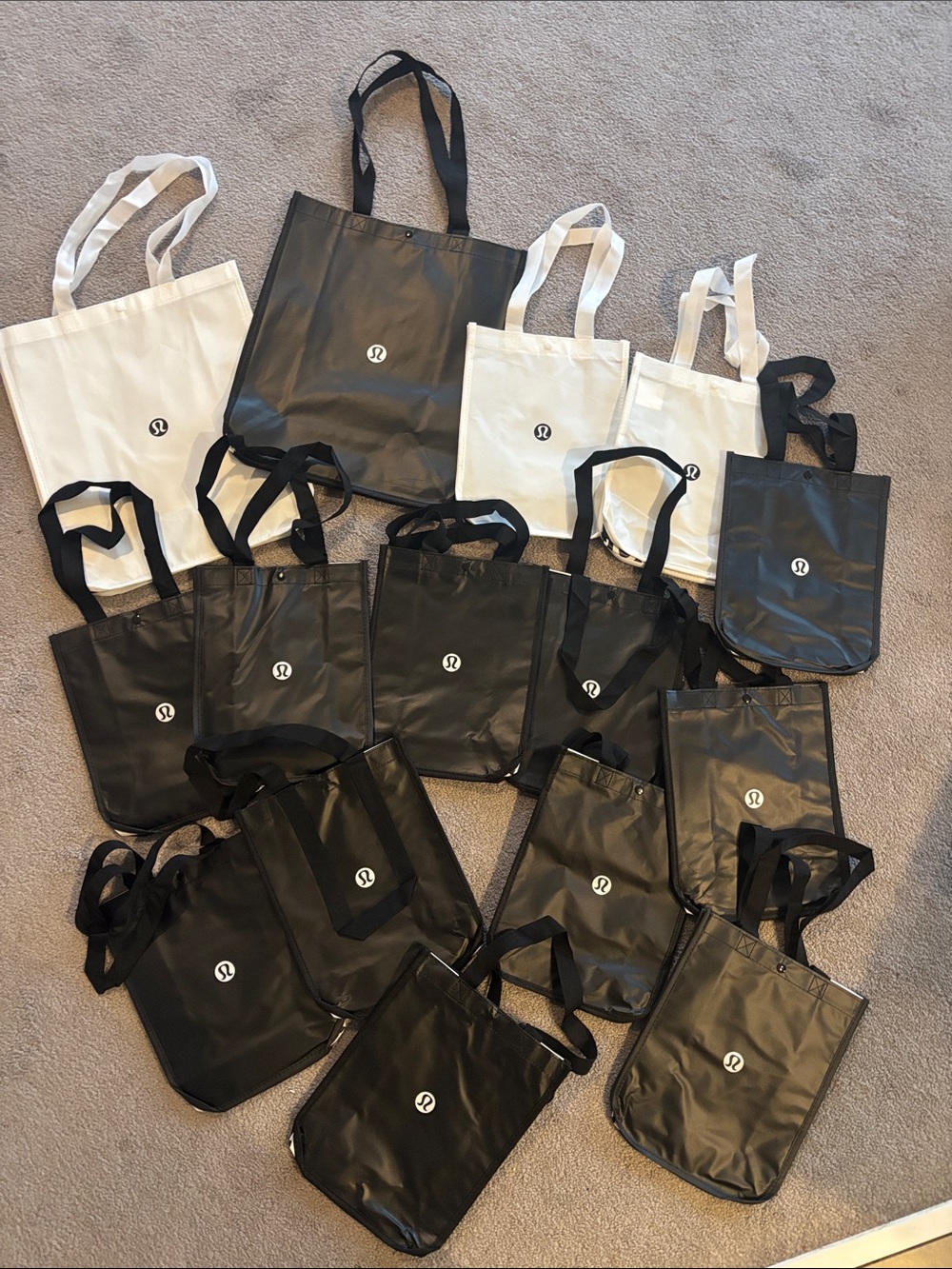 lululemon athletica Black and White Reusable Tote Bags
